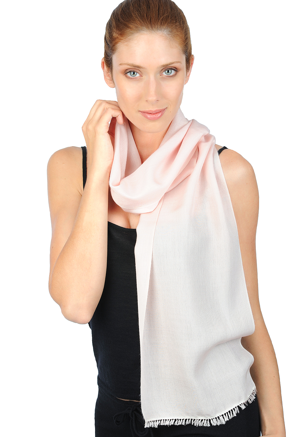 Cashmere & Seta accessori sciarpe foulard scarva rosa crema 170x25cm